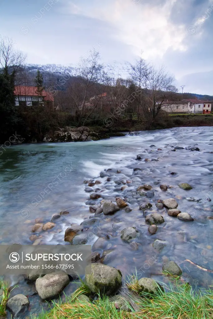 Ason River as it passes through Lastras, Cantabria, Spain