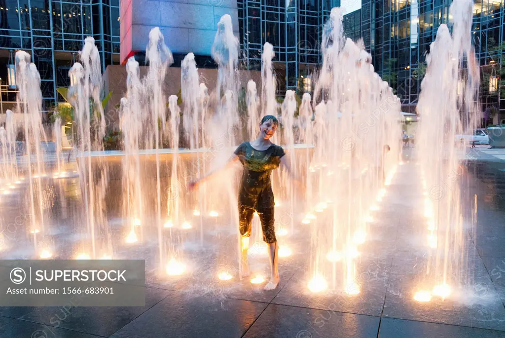 Girl in fountain, PPG Plaza in Pittsburgh