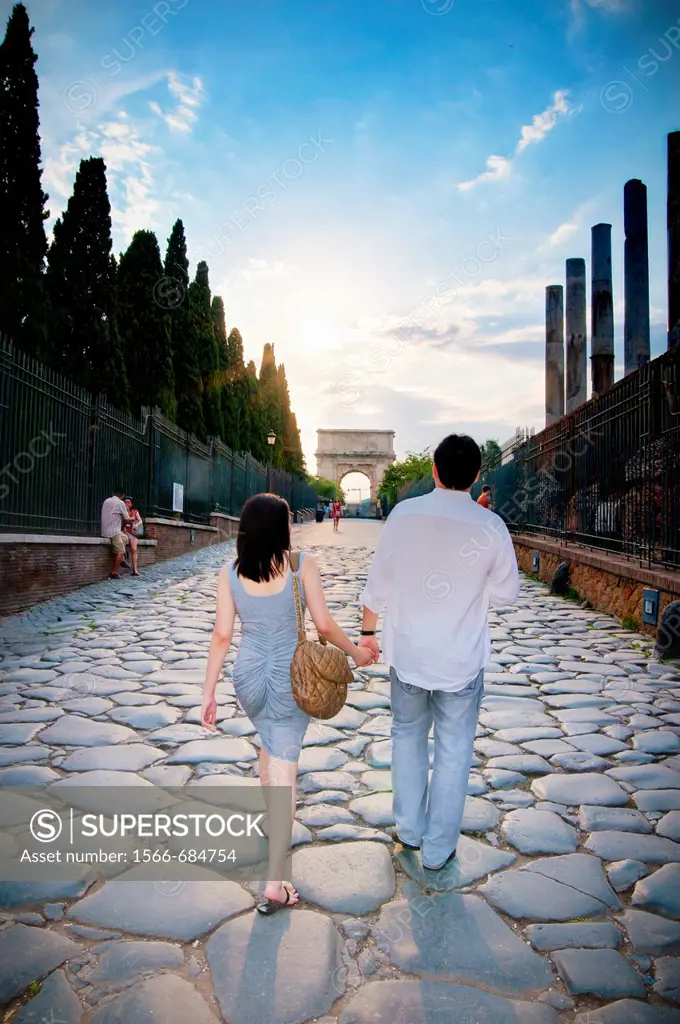 Couple at the Roman Forum, Rome, Italy.
