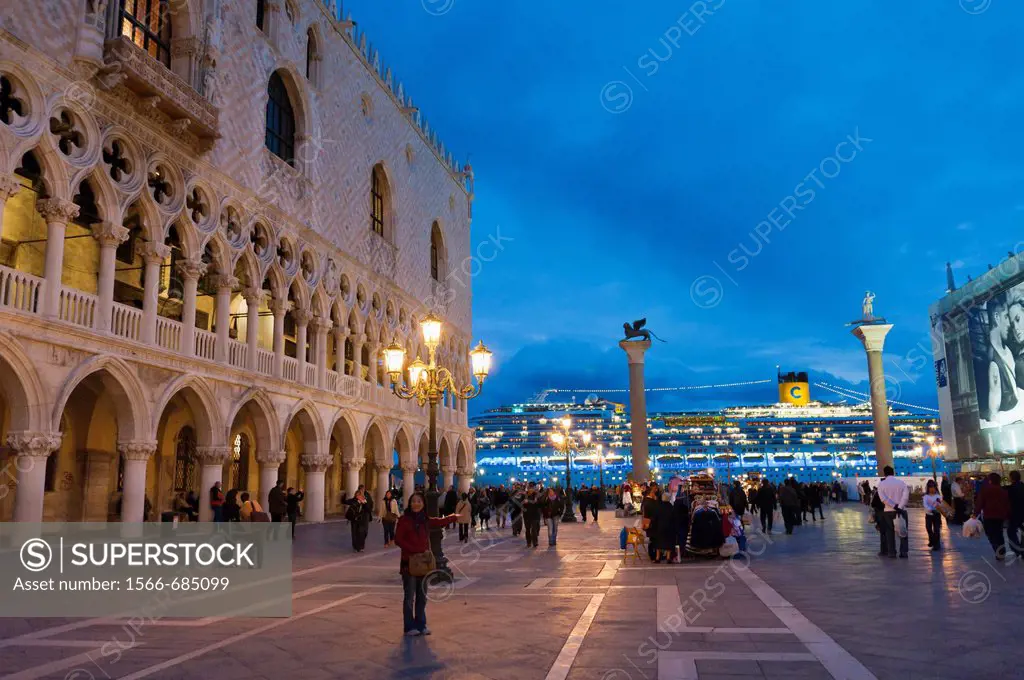 Cruise ship passing by Piazza San Marco Venice Italy