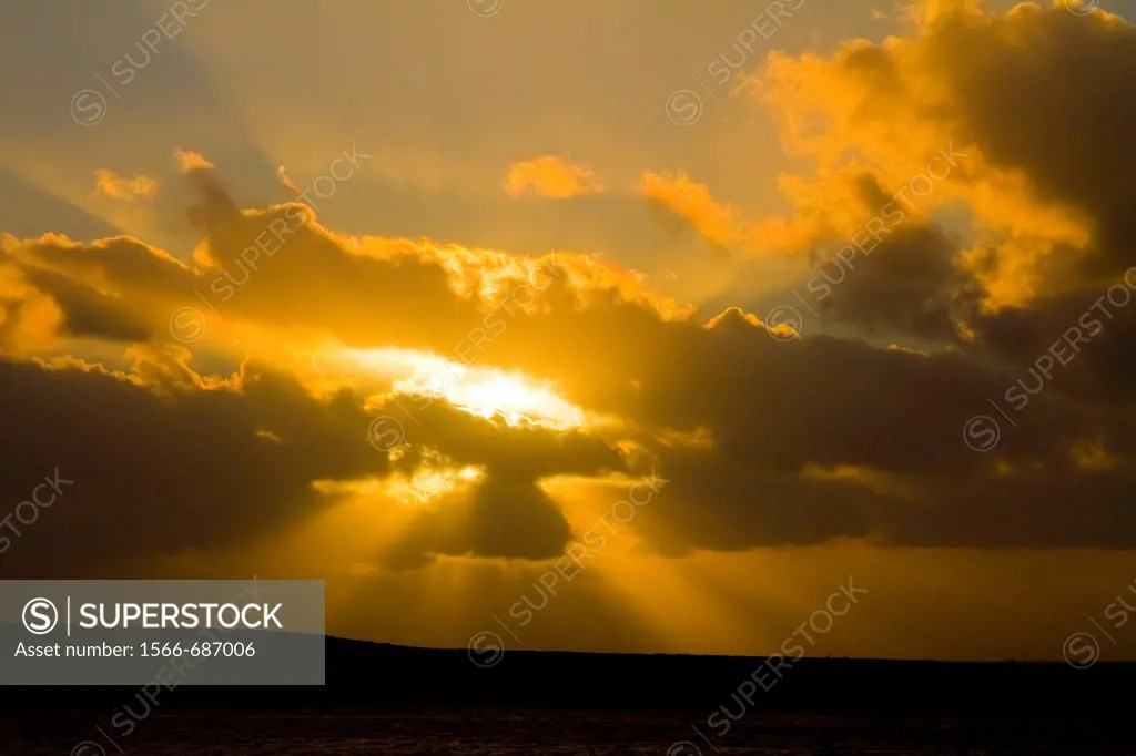Sunrise on East Island in the Falkland Islands, South Atlantic Ocean