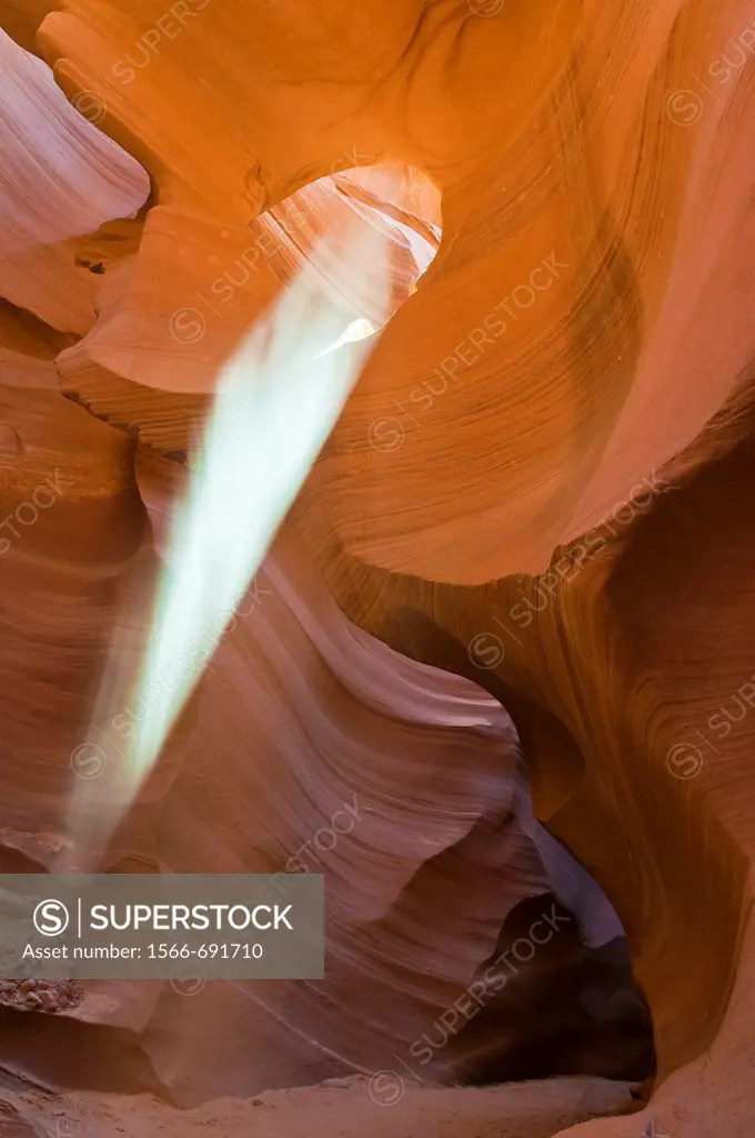 Sandstone formation at Lower Antelope Canyon with sunbeam, Slot Canyon, Arizona, USA