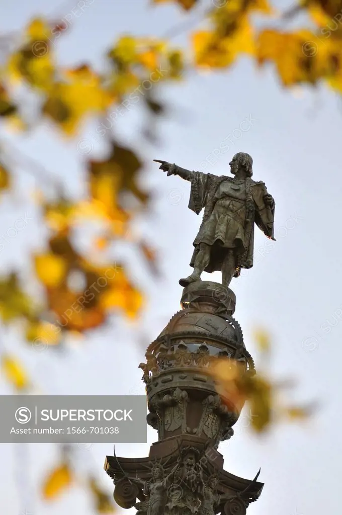 Columbus Monument at the lower end of La Rambla. Sculpted by Rafael Atché. Construction began in 1882 and was completed in 1888 in time for the Exposi...