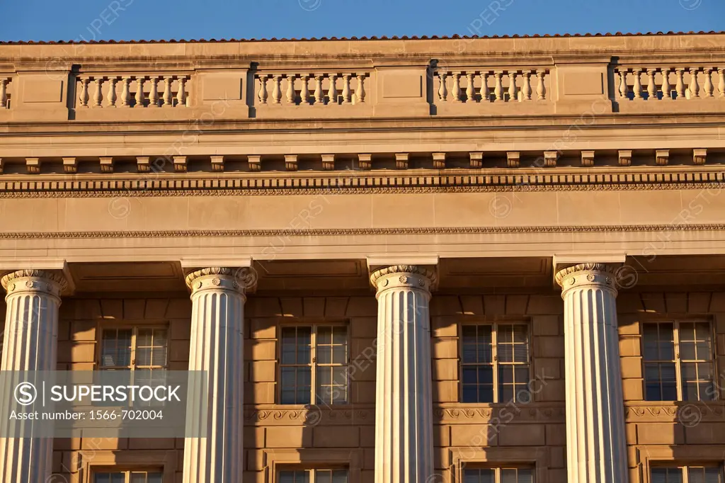 Late afternoon light on the neo classical facade of the EPA building