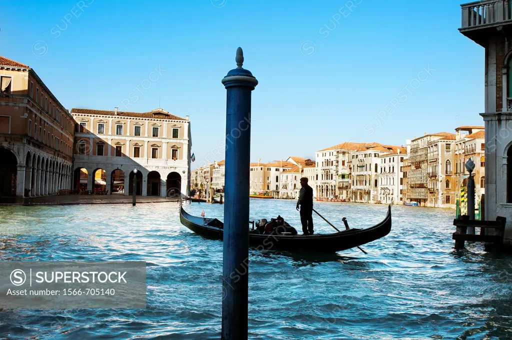 Gondolas on Grand Canal, Venice, Veneto, Italy