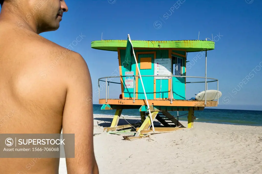 Lifeguard post in south beach, Art Deco District  Miami Beach  Florida  USA