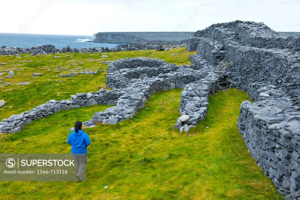 Dún Duchathair - Black Fort Cliffs  Inishmore Island, Aran Islands, Galway County, West Ireland, Europe.