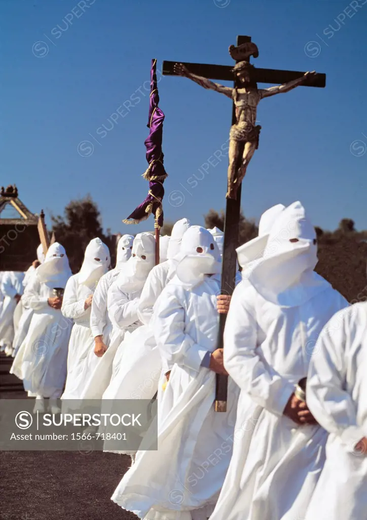 Holy Week procession, Bercianos de Aliste, Zamora province, Castilla-Leon, Spain