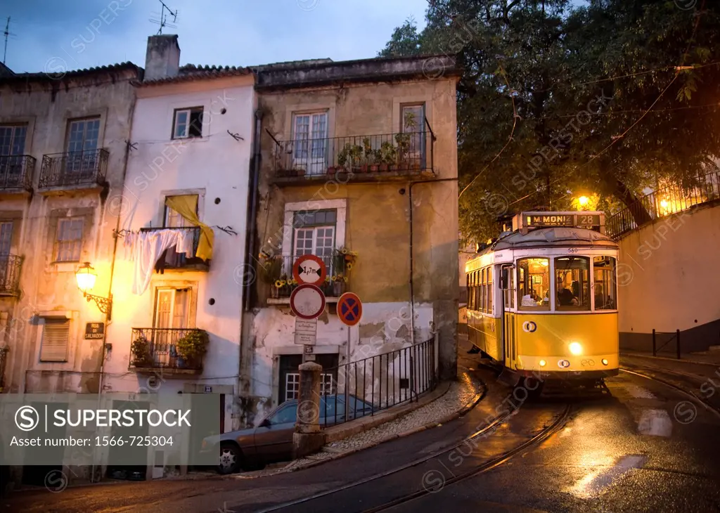Tram 28 in Alfama, Lisboa, Portugal