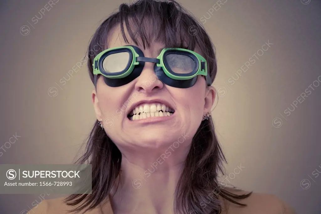 Young woman wearing goggles