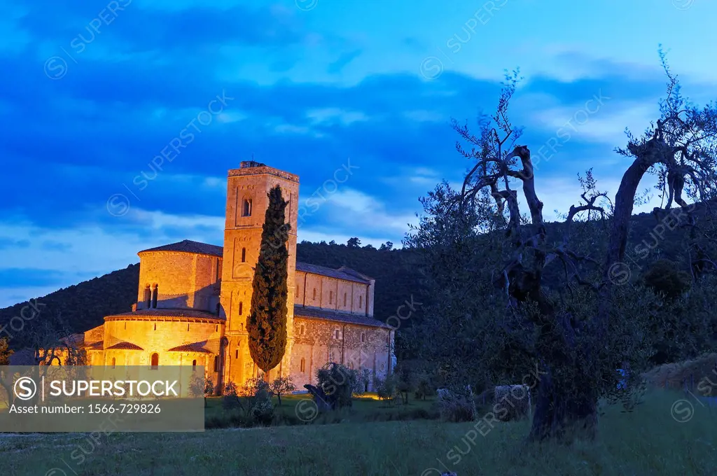 Sant Antimo, Montalcino, Castelnuovo dell´abate, Tuscany landscape, Siena Province, Tuscany, Italy