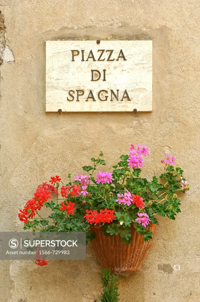 Pienza, Piazza di Spagna, Val d´Orcia, Orcia Valley, UNESCO world heritage site , Siena Province, Tuscany, Italy