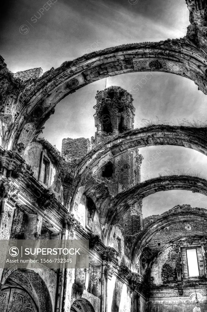 Belchite City, Old Belchite, ruins of the town destroyed during the civil war, Aragon, Zaragoza Province, Spain, Europe
