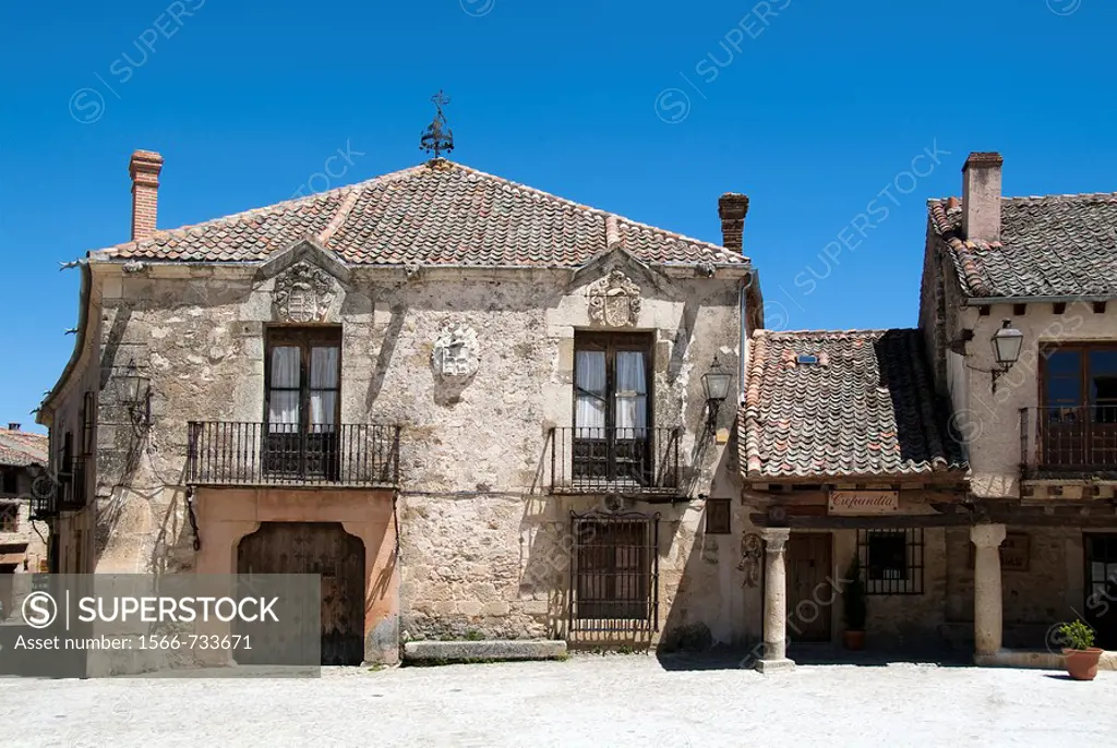 Buildings in Main Square, Pedraza, Segovia province, Castilla-Leon, Spain