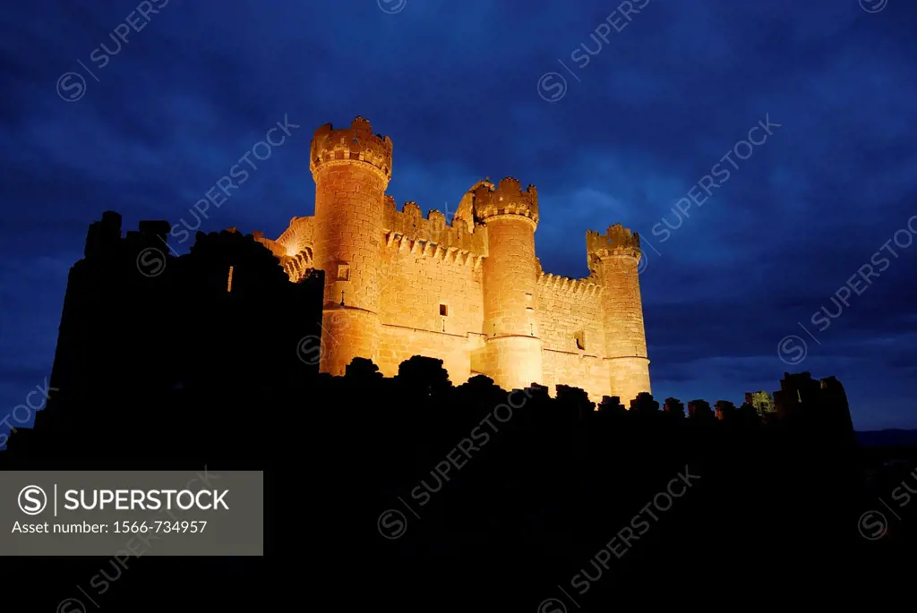 Castle illuminated of Turegano, Segovia, Spain