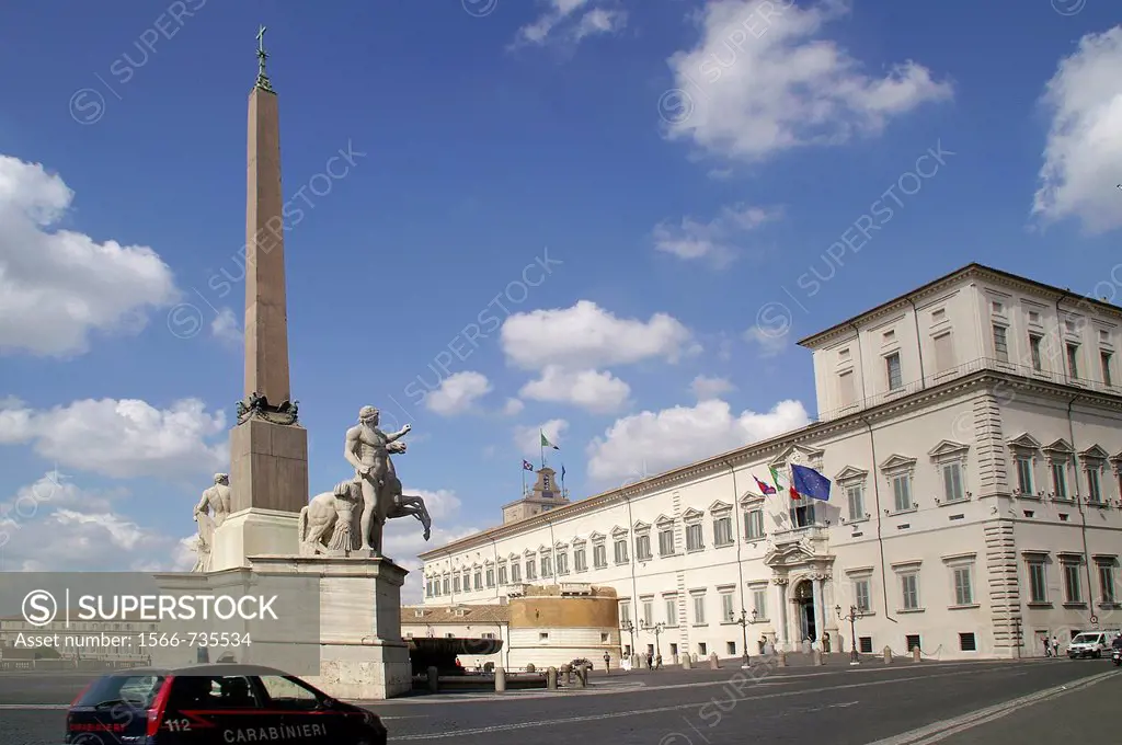 Rome Italy  Obelisk of Castor and Pollux near the Quirinale Palace in Rome´s historical center