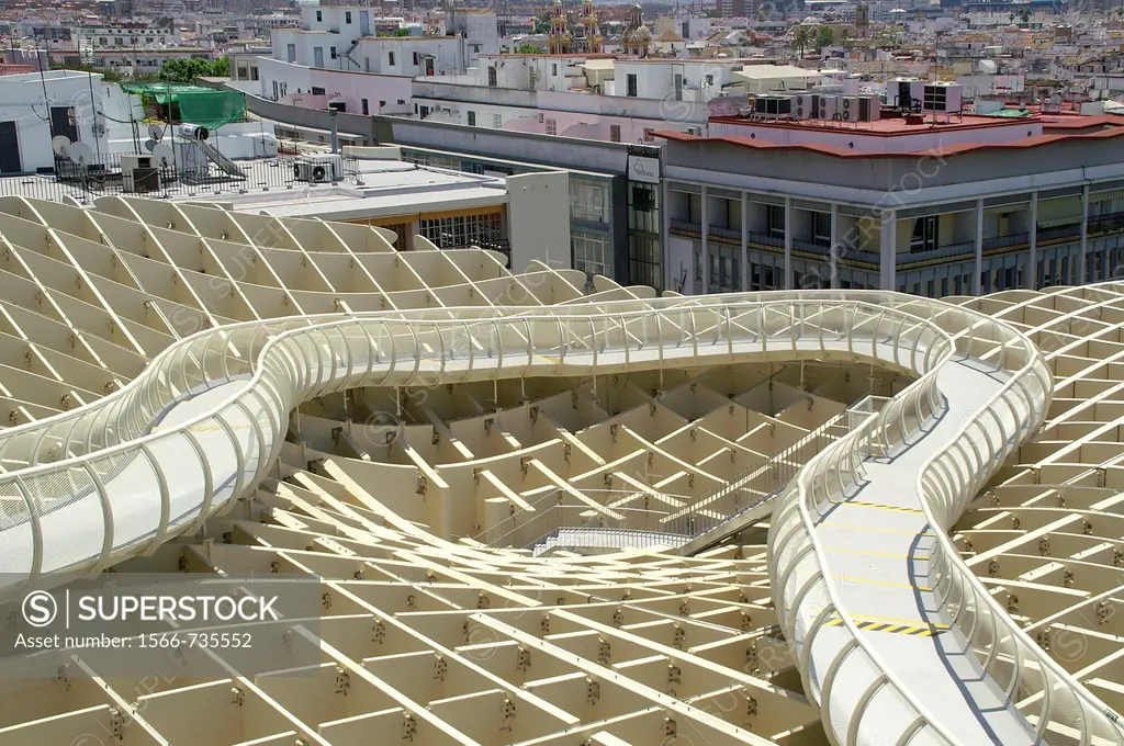 Sevilla Spain  Walkways on top of the structure of Metrosol Parasol in Plaza de la Encarnacion in Seville