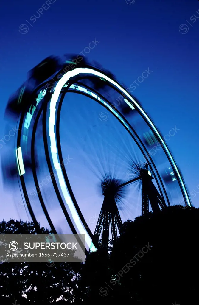 The Prater Ferris Wheel in Vienna in the dawn