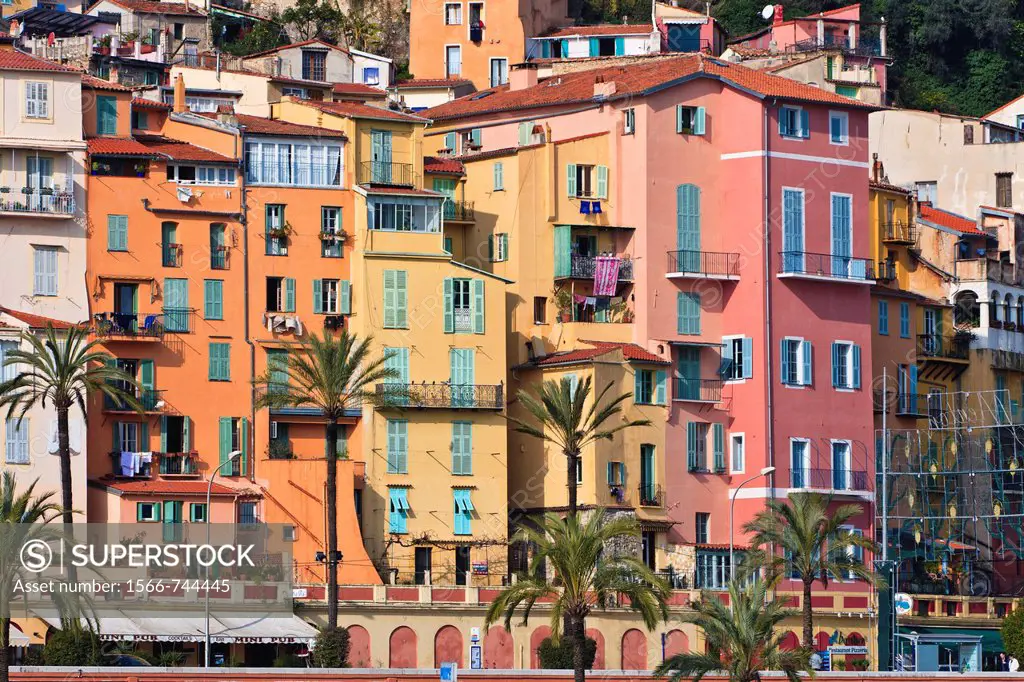 Coloful houses in Menton, France, Europe