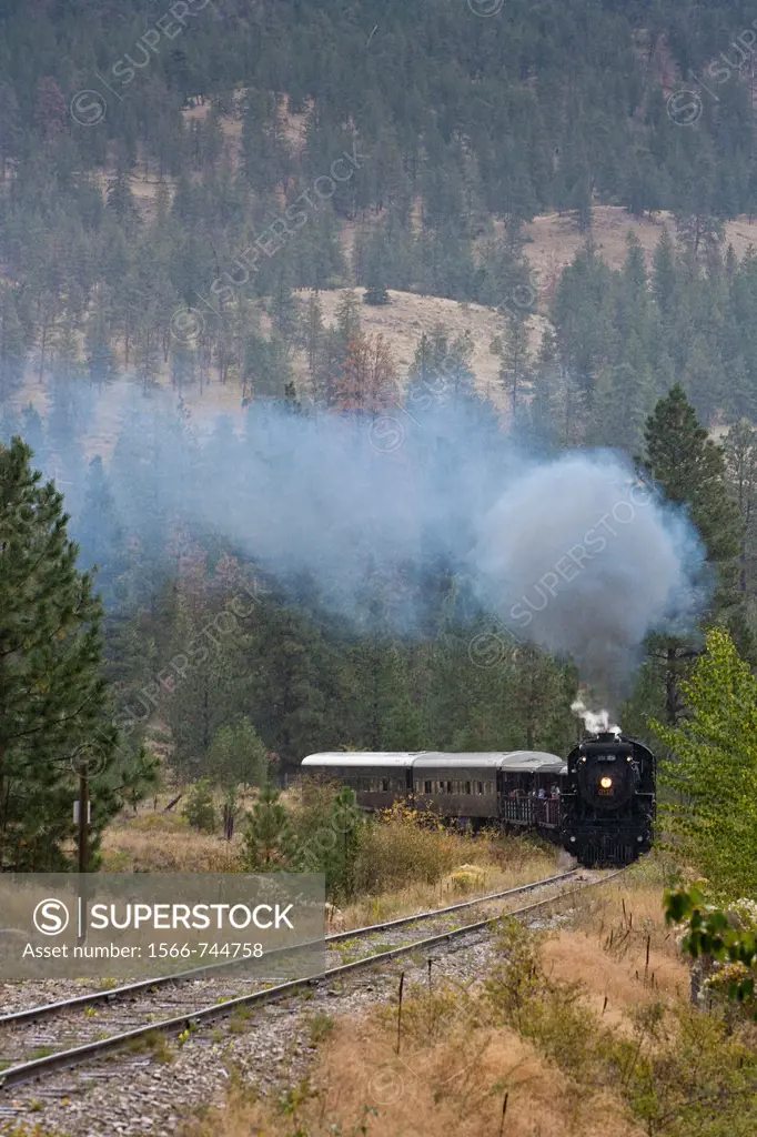 Steam train of the Kettle Valley Steam Railway, Summerland, British Columbia, Canada