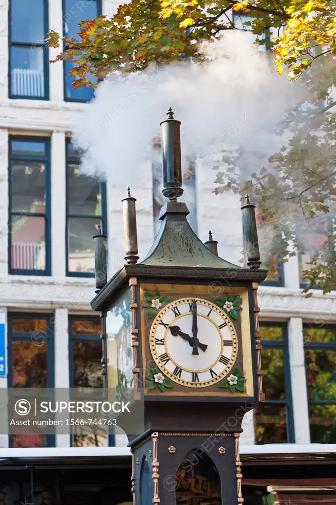 The historic steam clock in Vancouver, British Columbia, Canada