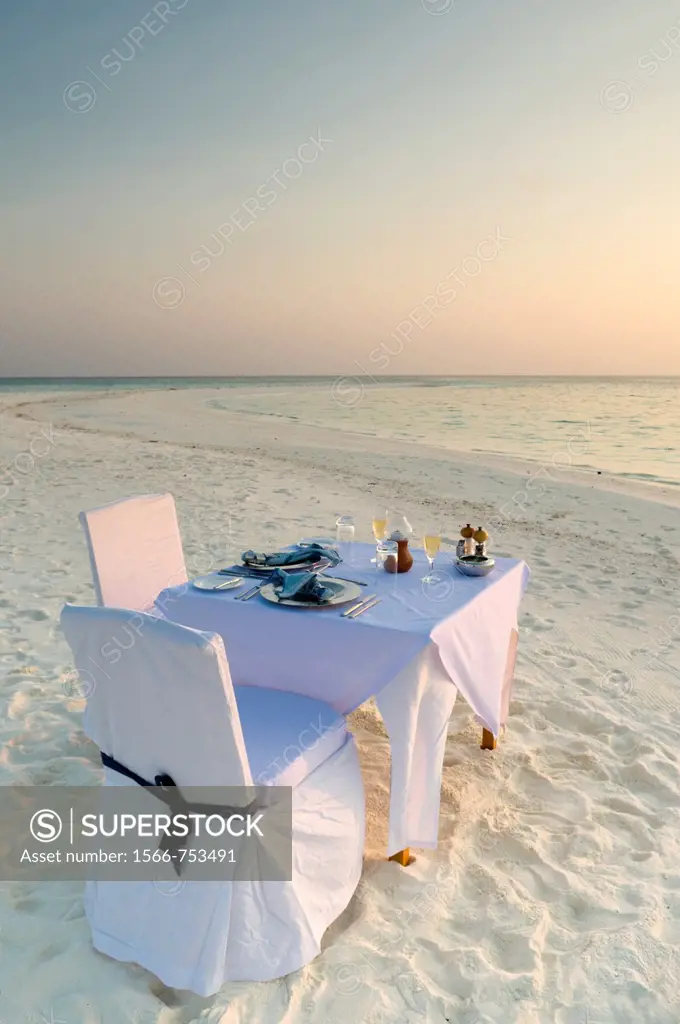 Dinner of a beach in the Maldives