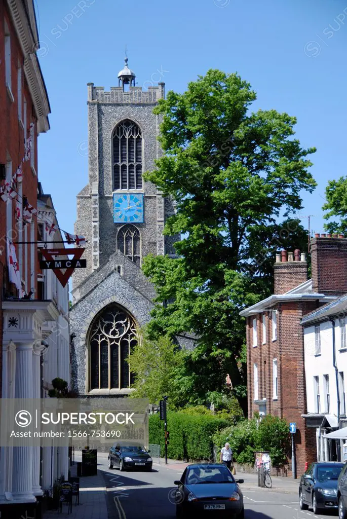 St Giles Street and the Church of St Giles on the Hill, Norwich, Norfolk, England