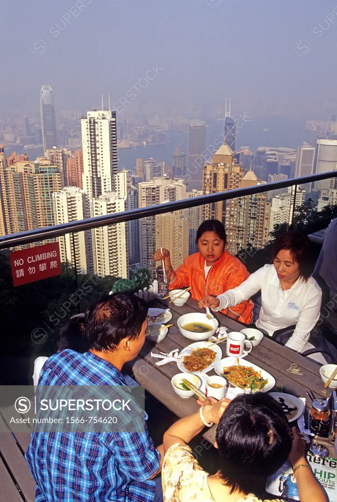 terrace on Victoria Peak, looking over Central district, Hong-Kong Island, People´s Republic of China, Asia