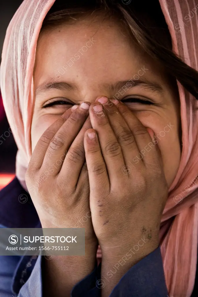 Persian girl with chador smiling, Yadz, Iran