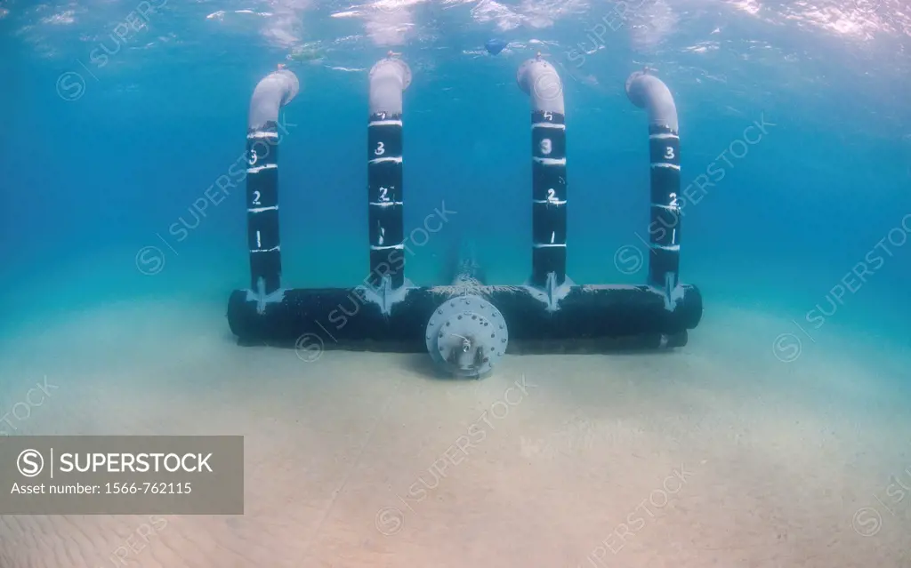 Brine discharge pipe and vent from a desalination plant on the seabed to a distance of 300 meter from the shore  Brine discharge can have a negative i...
