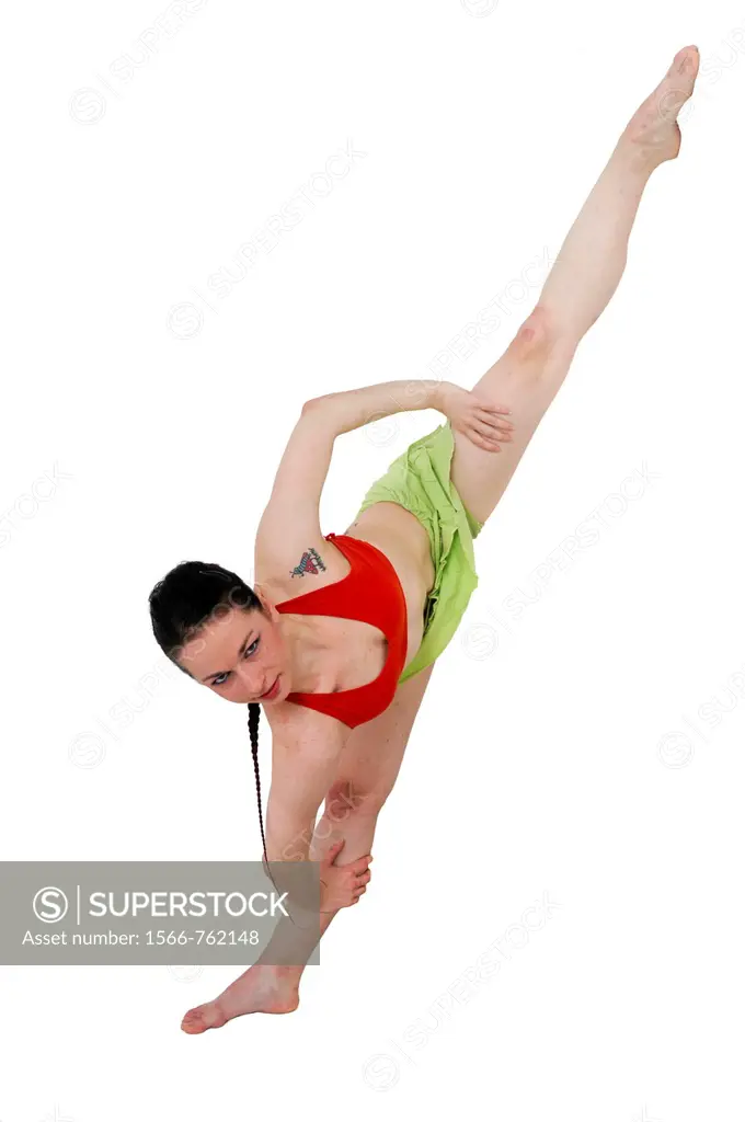 Young female modern dancer On white Background