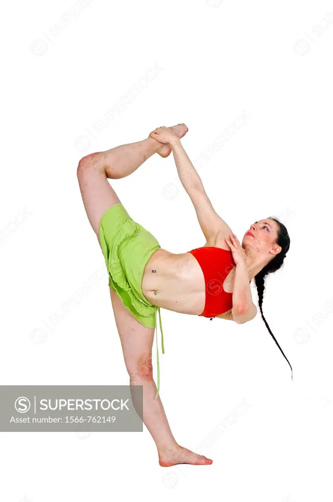 Young female modern dancer On white Background