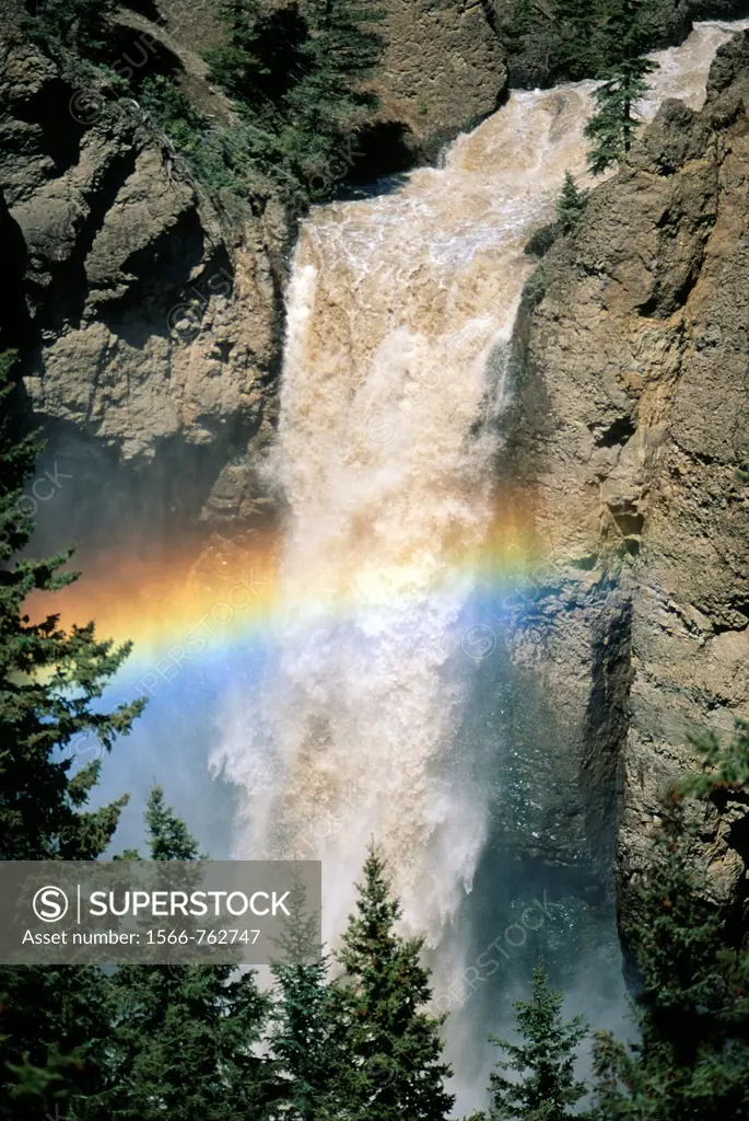Rainbow and Tower Falls in Yellowstone National Park, Wyoming, USA