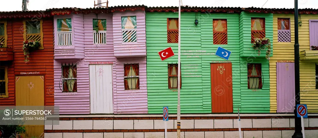 Colourful housing in Istanbul in Turkey in the Middle East
