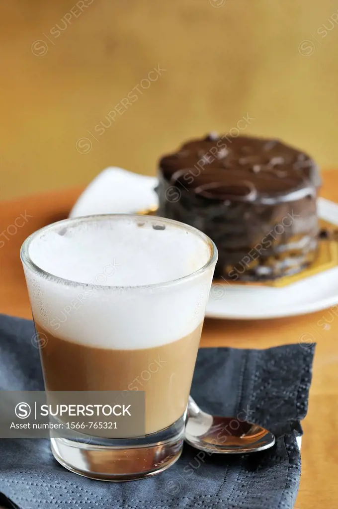Trieste  Italy  Cappuccino in glass, locally known as a Capo´ in b