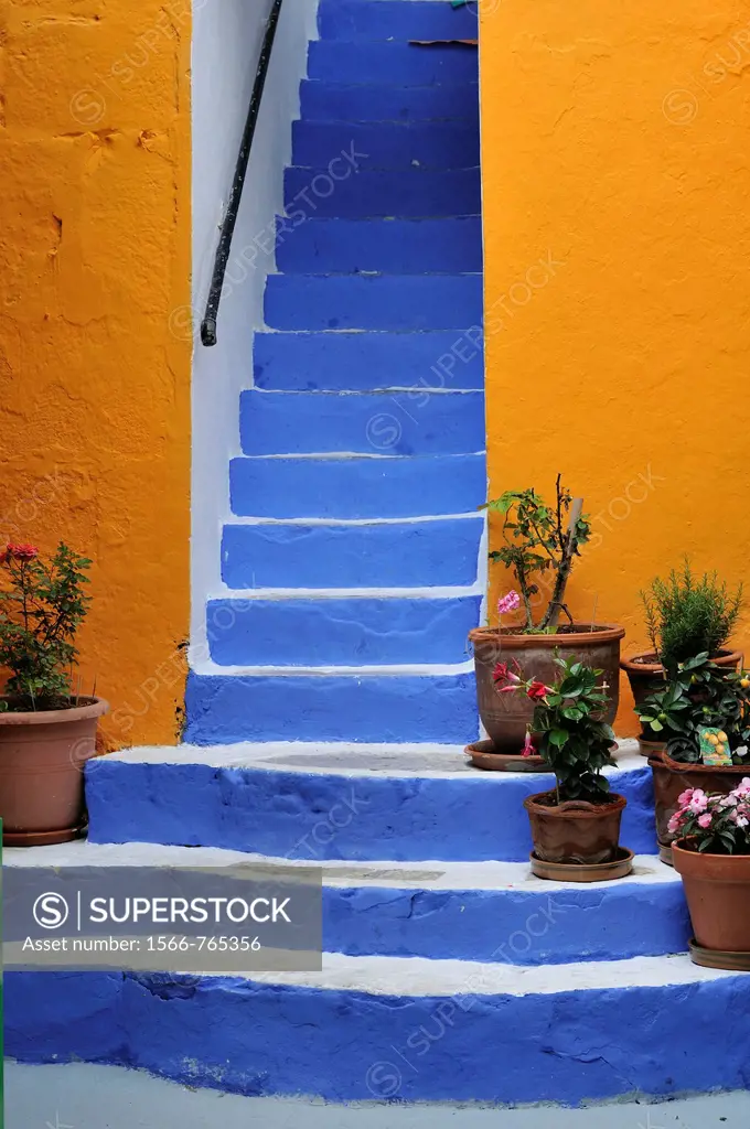 Symi  Dodecanese Islands  Greece  Brightly coloured steps