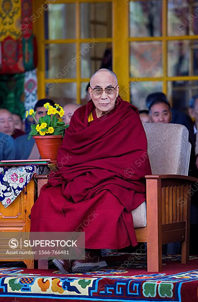 His holiness the Dalai Lama, in Namgyal Monastery,in Tsuglagkhang complex  McLeod Ganj, Dharamsala, Himachal Pradesh state, India, Asia