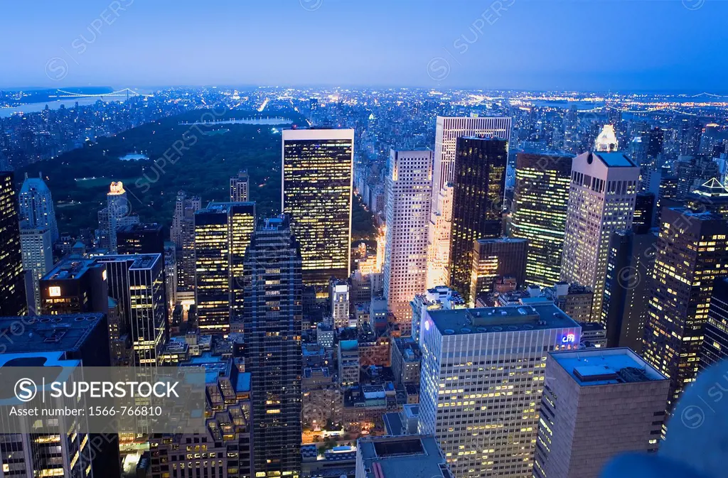 View of Central Park and North Manhattan from Top of the Rockefeller Center, New York City, USA