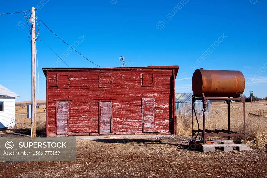 Antique red shed in rural Nebraska, 2/17/2011