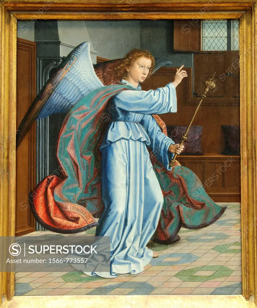 The Annunciation, parts of a polyptych, 1506, by Gerard David, Netherlandish, Oil on wood, Metropolitan Museum of Art, New York City