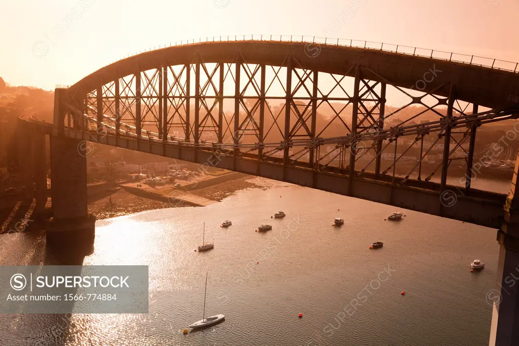 England Devon Plymouth Royal Albert Bridge across the River Tamar