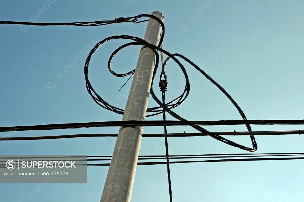 electric pole, Cubelles, Catalonia, Spain.
