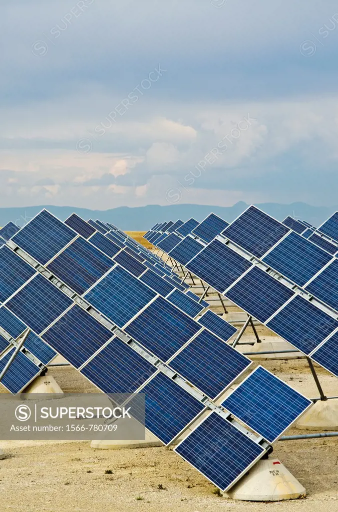 Solar energy panels in Zuera, Saragossa, Aragon, Spain
