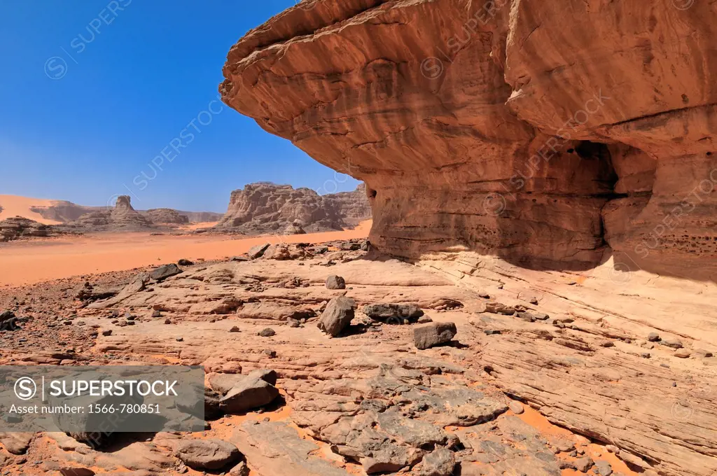 sandstone rock formation, Tadrart, Tassili n´ Ajjer National Park, Unesco World Heritage Site, Algeria, Sahara, North Africa