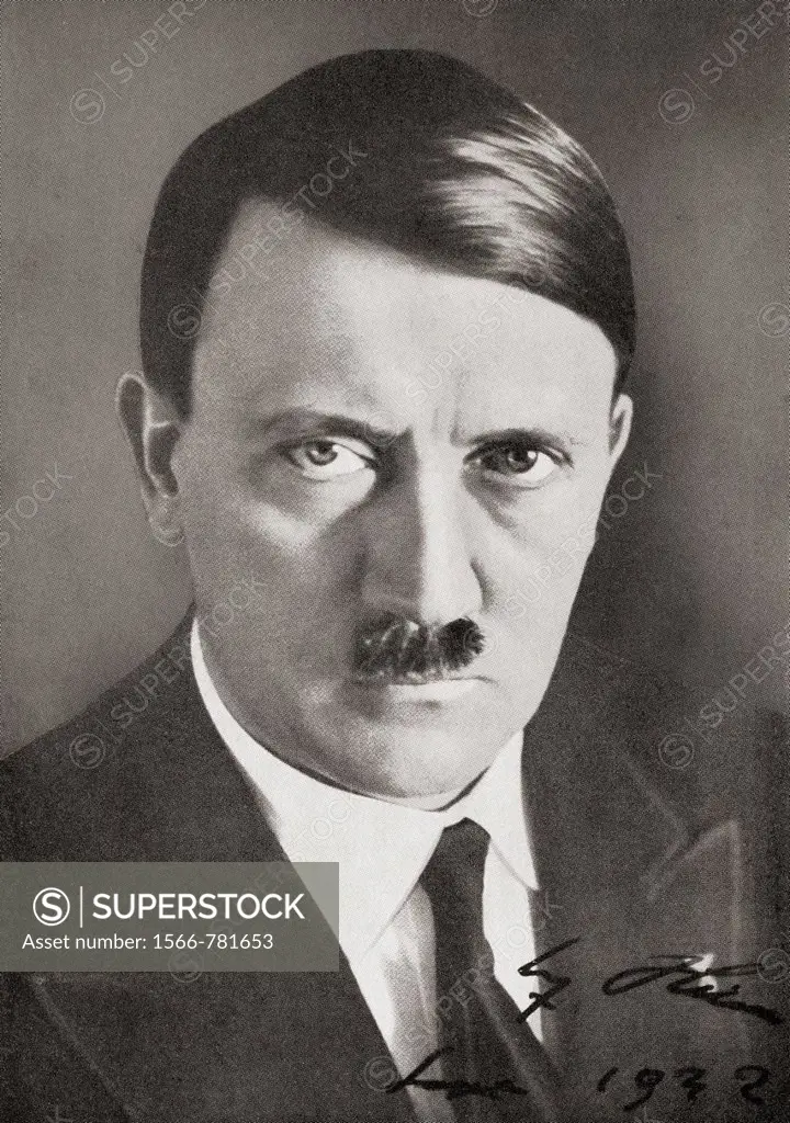 Adolf Hitler, 1889 - 1945  Austrian-born German politician and the leader of the National Socialist German Workers Party  After a portrait by Heinrich...
