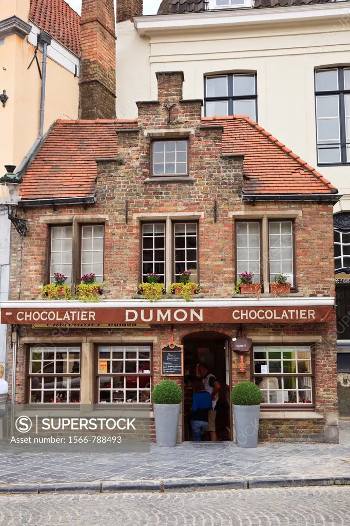 Bruges, East Flanders, Belgium Europe  Dumon chocolatier shop selling Belgian chocolates