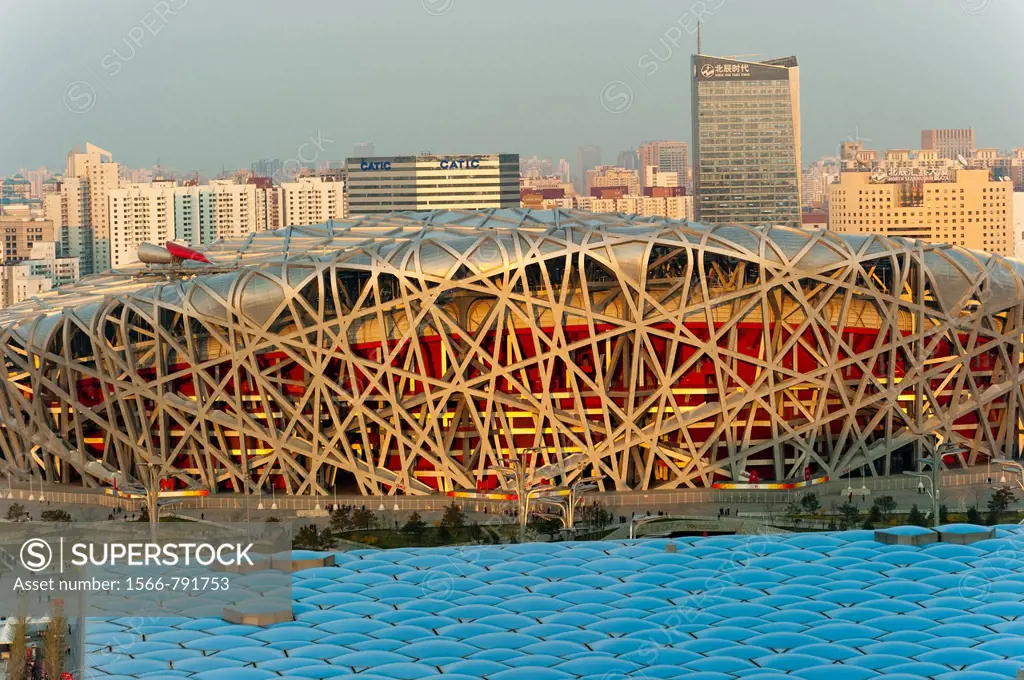 Bird´s Nest National Stadium and Watercube National Swimming Centre, 2008, Olympic Green, Beijing, China, Asia