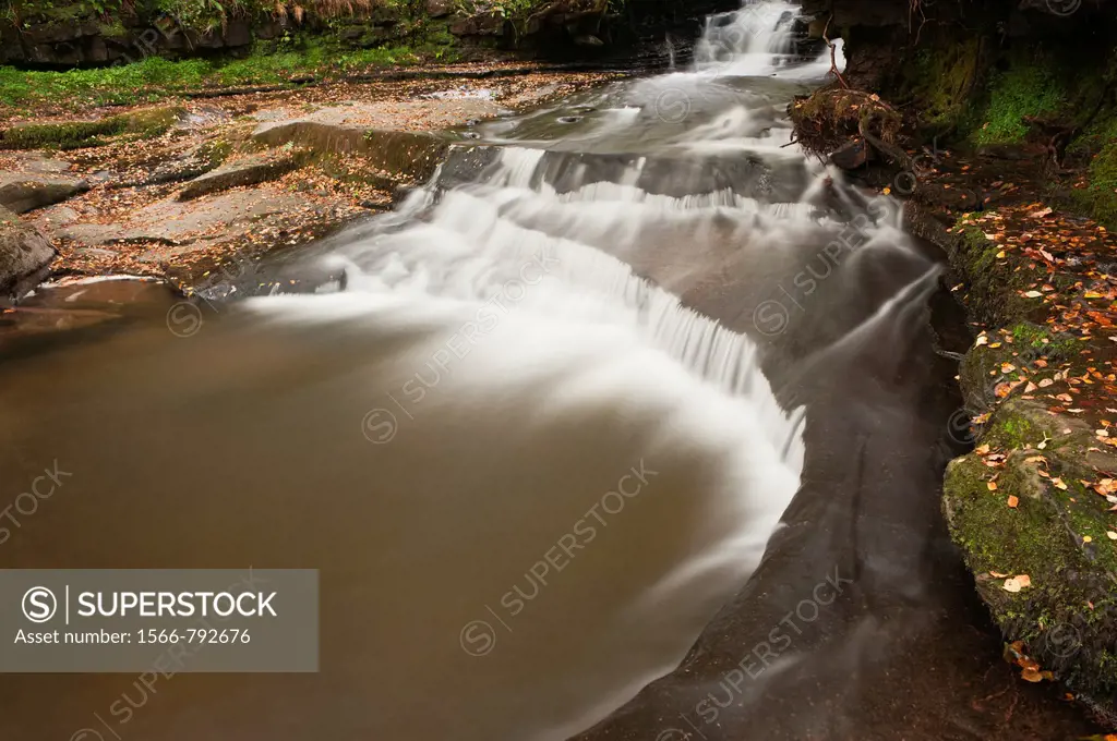 Waterfall, Lower Blean-Y-Glyn valley, Brecon Beacons national park, Wales