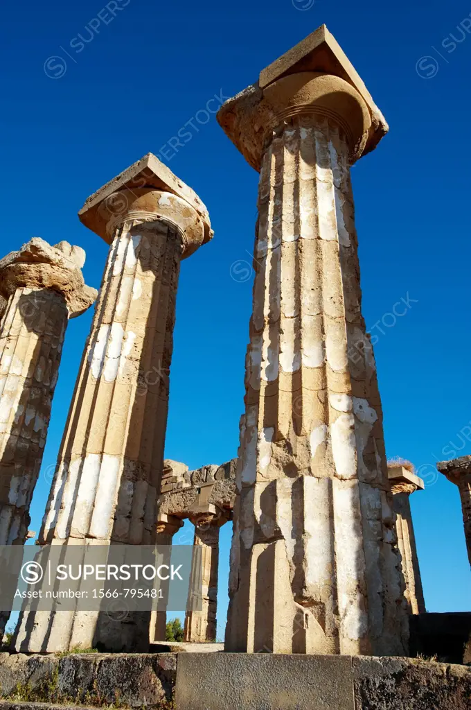 Greek Dorik columns at the ruins of Temple F at Selinunte, Sicily