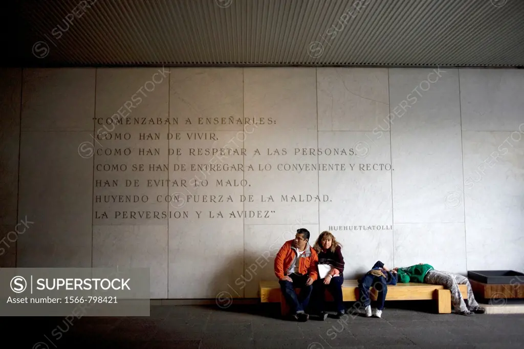 A family rest in the National Museum of Anthropology in Mexico City, January 1, 2011  The National Museum of Anthropology and History museum is locate...